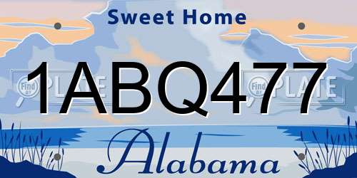 1ABQ477 Alabama License Plate