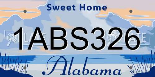 1ABS326 Alabama License Plate