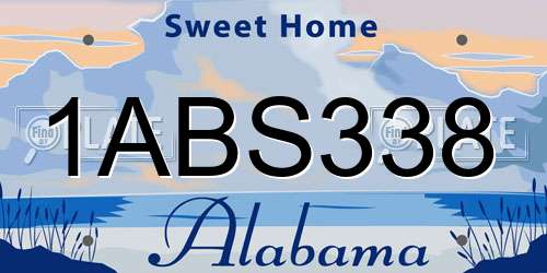 1ABS338 Alabama License Plate
