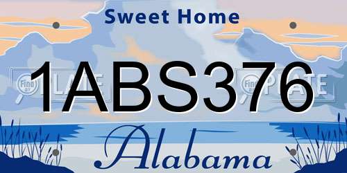 1ABS376 Alabama License Plate