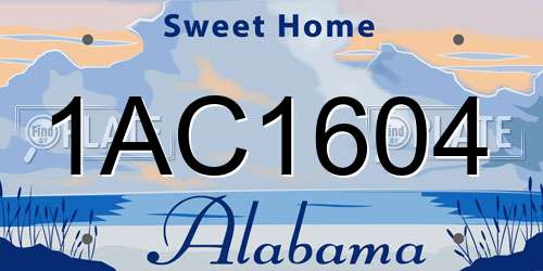 1AC1604 Alabama License Plate