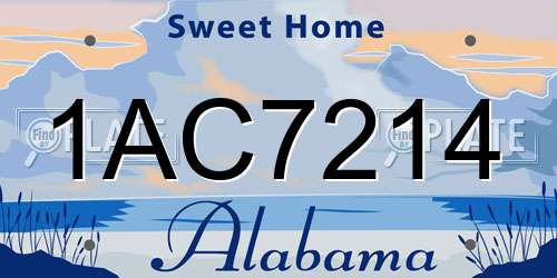 1AC7214 Alabama License Plate