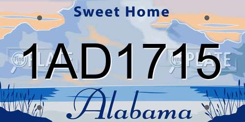 1AD1715 Alabama License Plate