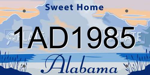 1AD1985 Alabama License Plate