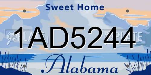 1AD5244 Alabama License Plate