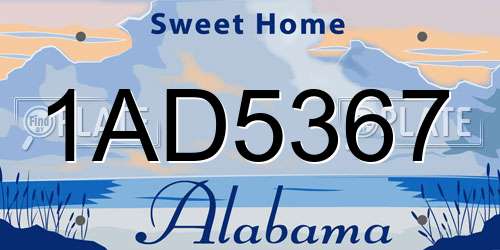 1AD5367 Alabama License Plate