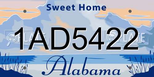 1AD5422 Alabama License Plate