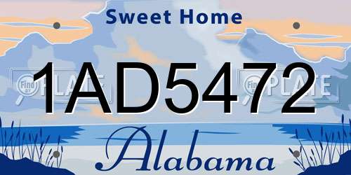 1AD5472 Alabama License Plate