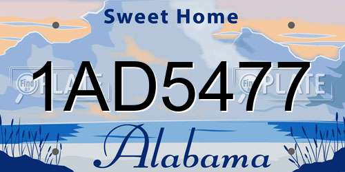 1AD5477 Alabama License Plate