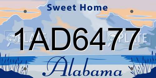 1AD6477 Alabama License Plate