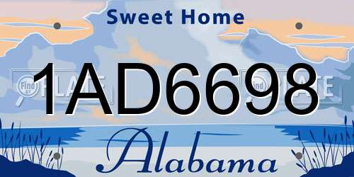 1AD6698 Alabama License Plate