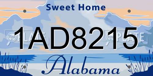1AD8215 Alabama License Plate
