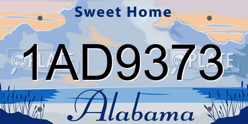 1AD9373 Alabama License Plate