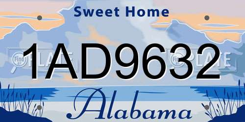 1AD9632 Alabama License Plate