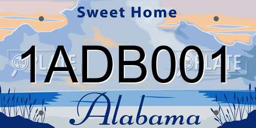 1ADB001 Alabama License Plate