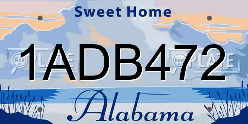 1ADB472 Alabama License Plate