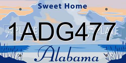 1ADG477 Alabama License Plate
