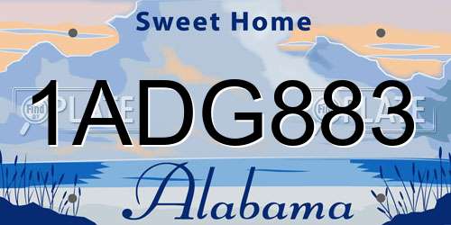1ADG883 Alabama License Plate