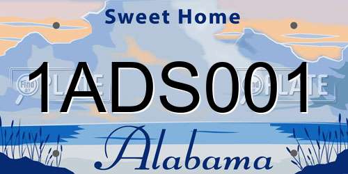 1ADS001 Alabama License Plate