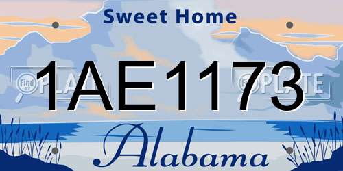 1AE1173 Alabama License Plate