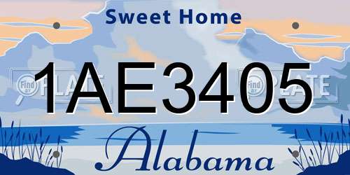 1AE3405 Alabama License Plate