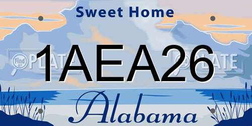 1AEA26 Alabama License Plate