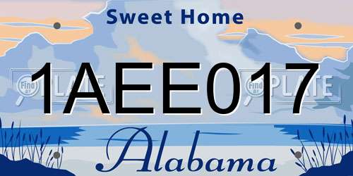 1AEE017 Alabama License Plate