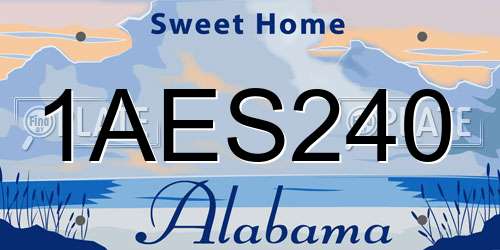1AES240 Alabama License Plate