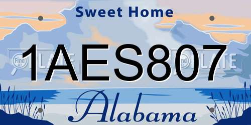 1AES807 Alabama License Plate