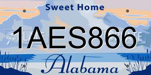 1AES866 Alabama License Plate