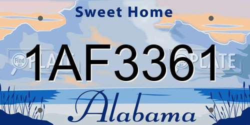 1AF3361 Alabama License Plate