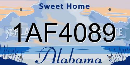1AF4089 Alabama License Plate