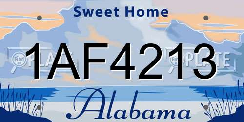 1AF4213 Alabama License Plate