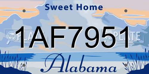 1AF7951 Alabama License Plate