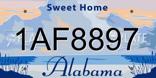 1AF8897 Alabama License Plate