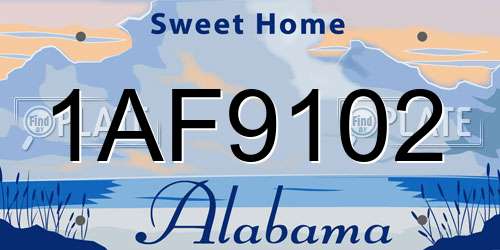 1AF9102 Alabama License Plate