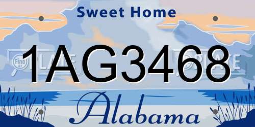 1AG3468 Alabama License Plate