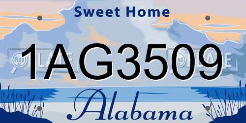 1AG3509 Alabama License Plate