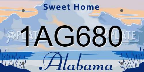 1AG680 Alabama License Plate