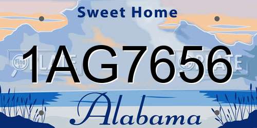 1AG7656 Alabama License Plate