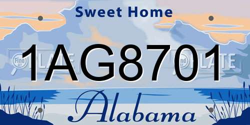 1AG8701 Alabama License Plate