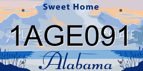 1AGE091 Alabama License Plate