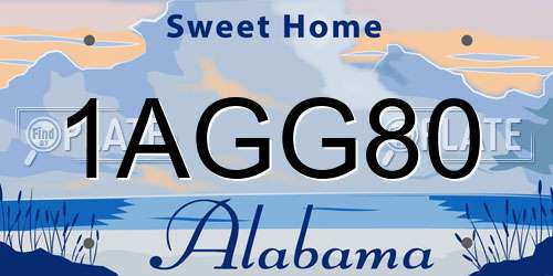 1AGG80 Alabama License Plate