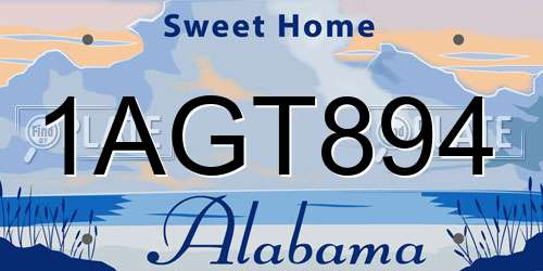 1AGT894 Alabama License Plate