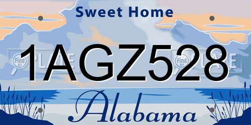 1AGZ528 Alabama License Plate