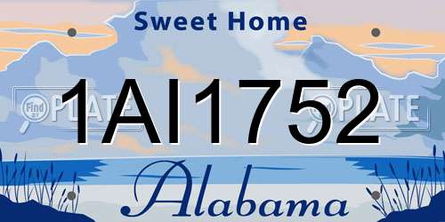 1AI1752 Alabama License Plate