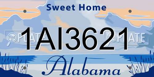 1AI3621 Alabama License Plate