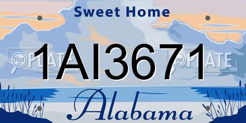 1AI3671 Alabama License Plate