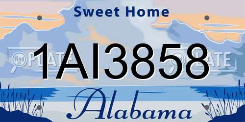 1AI3858 Alabama License Plate