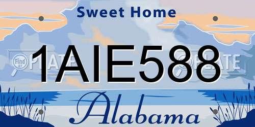 1AIE588 Alabama License Plate